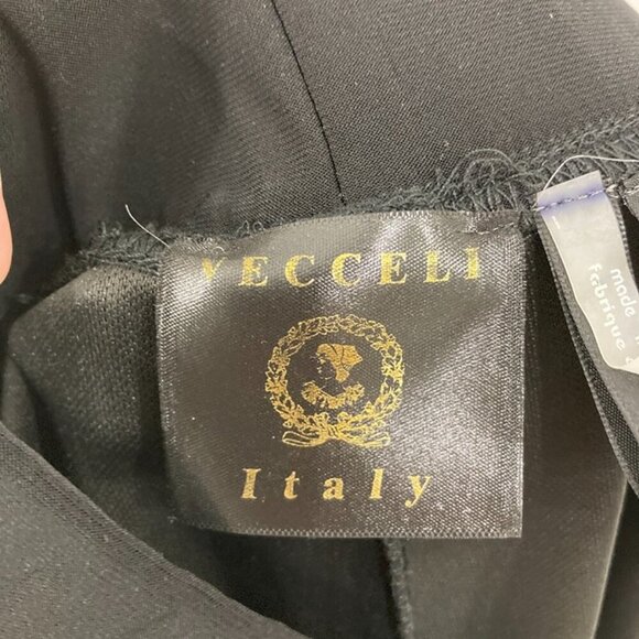 Vecceli Italy Large Black Embellished Wide Leg Stretch Pull-on Pants - Picture 2 of 11